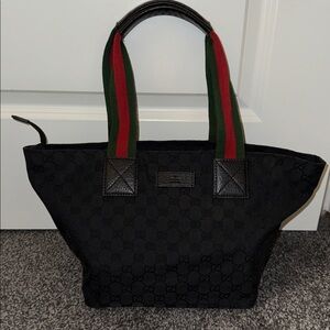 Gucci Black Tote with Signature Straps